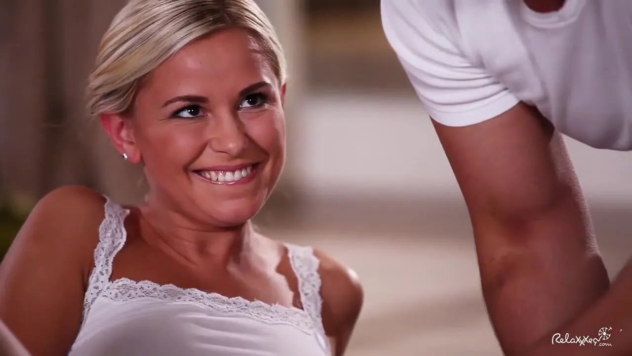 Hot Czech blondie Lola Myluv eats cum in erotic oiled up massage and fuck