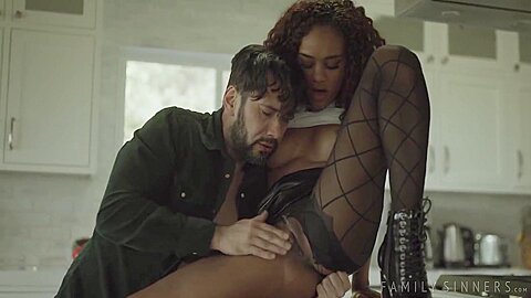 Scarlit Scandal: Stockings & Sensual Ebony Fuck with Deep Throat