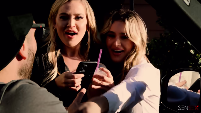 Threesome With Blonde Fans